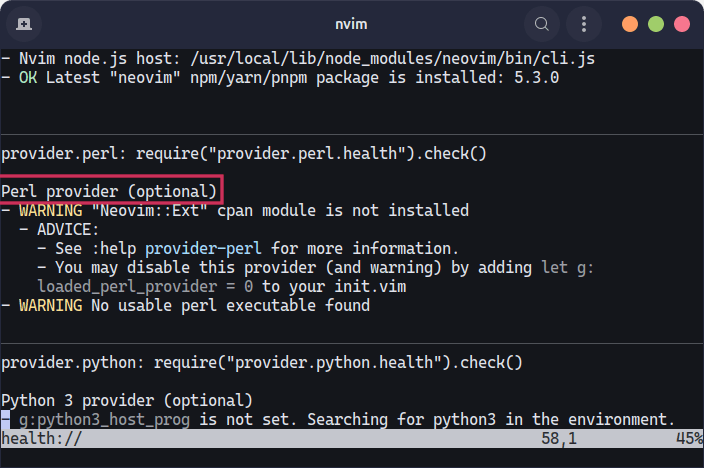 Provider opcional no neovim