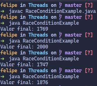 Race condition example in Java
