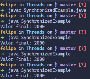 Synchronized thread em java